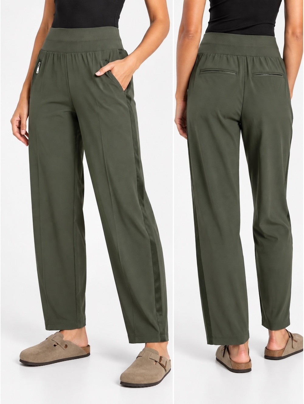 Athleta Nolita Slim Tapered Crop Pants Aspen Olive Green Size 6 Travel 24”